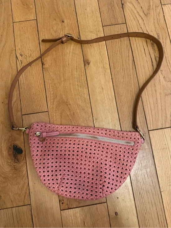 Clare V Pink Woven Grande Fanny  with Tan Strap