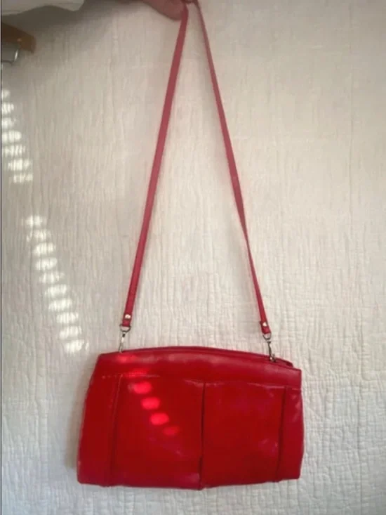 Red Patent Crossbody Bag - Unbranded Sleek Shoulder Purse