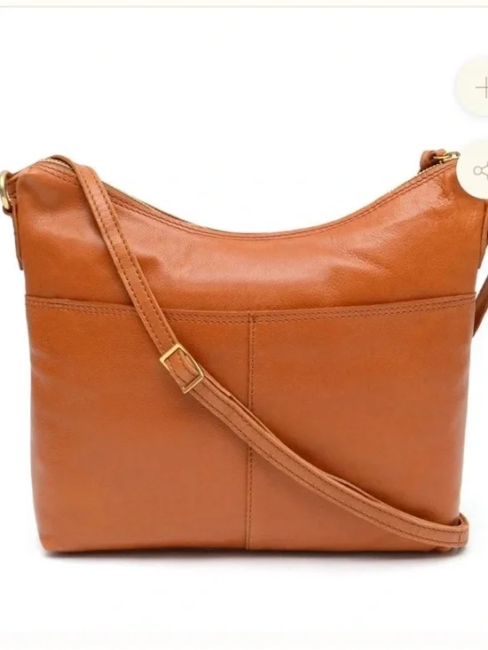 margot Cognac Leather Crossbody Bag with Gold Hardware