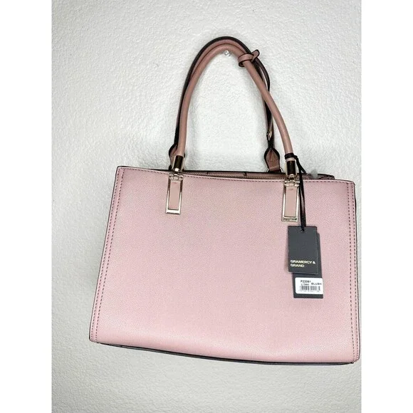 Gramercy & Grand Satchel Bag Womens Medium Pink Faux Leather Vegan Zip Purse