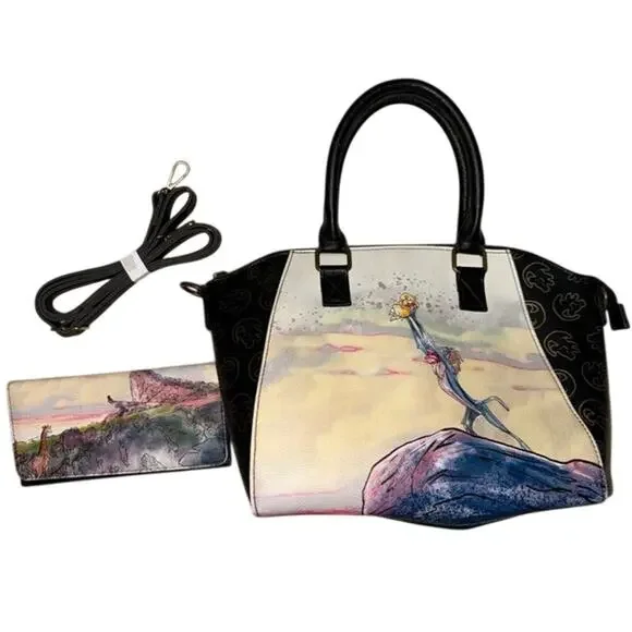 Loungefly Disney The Lion King Pride Rock Satchel Bag with matching wallet set