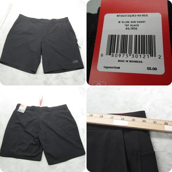 The North Face Shorts Mens 40Reg Black‎ Standard Fit Flash Dry Rolling Sun NWT