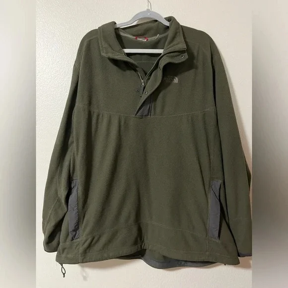 The North Face Cragmont quarter snap fleece olive army green measures as size 2x
