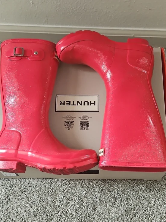 Hunter Girls Pink Glitter Rain Boots 4g Preppy British Girlhood Gorpcore Utility