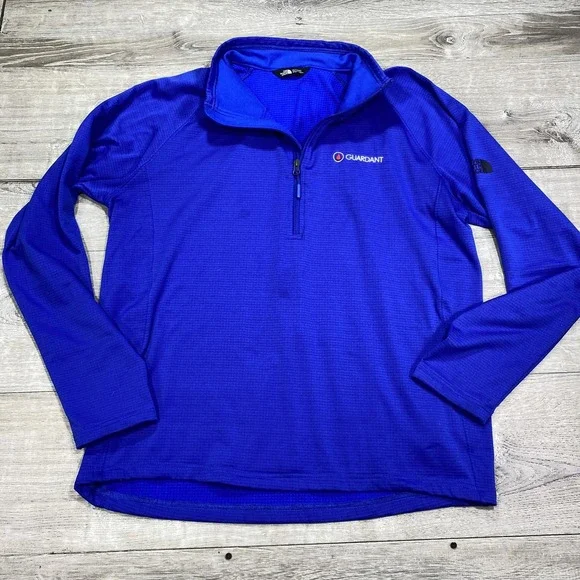 The North Face 1/4 Zip Pullover Shirt Mens XL Blue‎ Guardant Logo Stretch Fleece