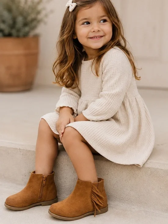 Old Navy Brown Fringe Ankle Boots for Kids