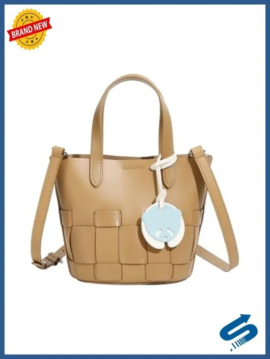 Genuine Leather Bucket Bag for Women, 3-Way Convertible Crossbody with