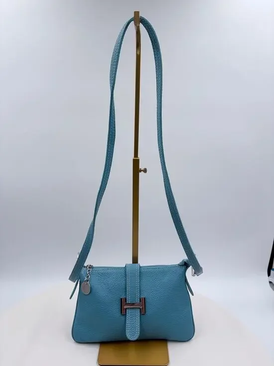 Vera Pelle Italian Baby Blue Crossbody purse