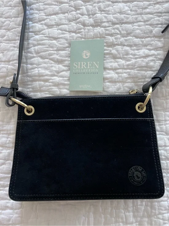 Spartina 449 Siren Collection Suede Carrie Crossbody Bag Black EUC