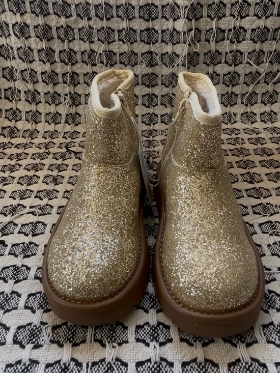 Cat & Jack Kids Gold Glitter Ankle Boots
