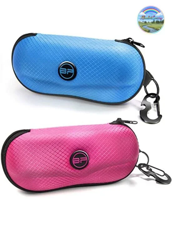 Sunglasses Case Semi Hard EVA Shell with Metal Hanging Hook Belt Clip