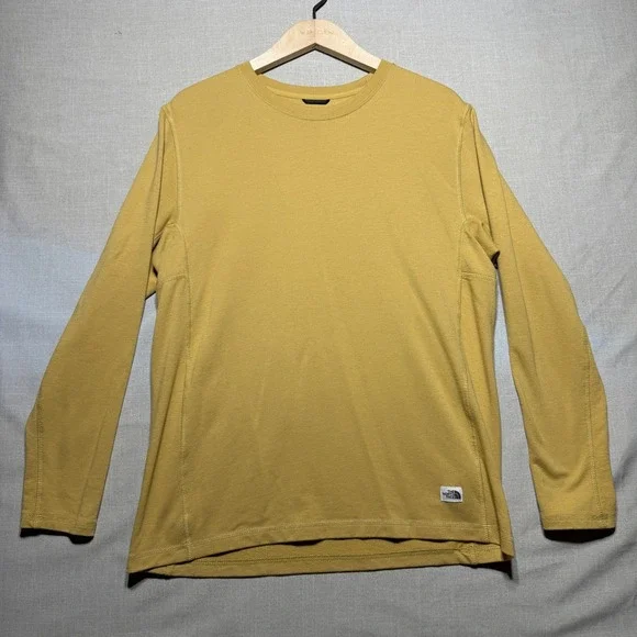 The North Face Shirt Mens L Yellow LS Crew Neck Logo Gorpcore Hiking Activewear