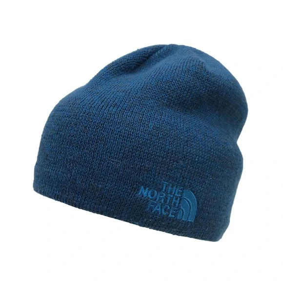 The North Face Blue Heather Knit Fleece Lined Unisex Beanie Hat One Size
