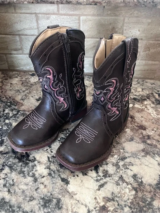 Roper Tan and Pink Toddlers' Cowboy Boots