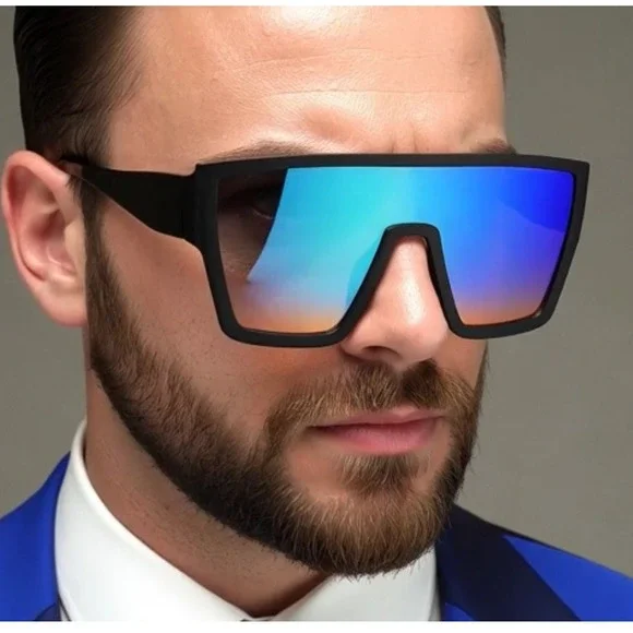 Sunglasses Blue Mirror Reflective Lens Trendy Party‎ Beach Shades UV400 Protect