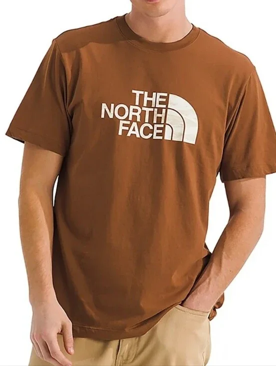 The North Face Brown XXL Men's Cotton Jersey T-Shirt Short Sleeve Crew Neck Logo