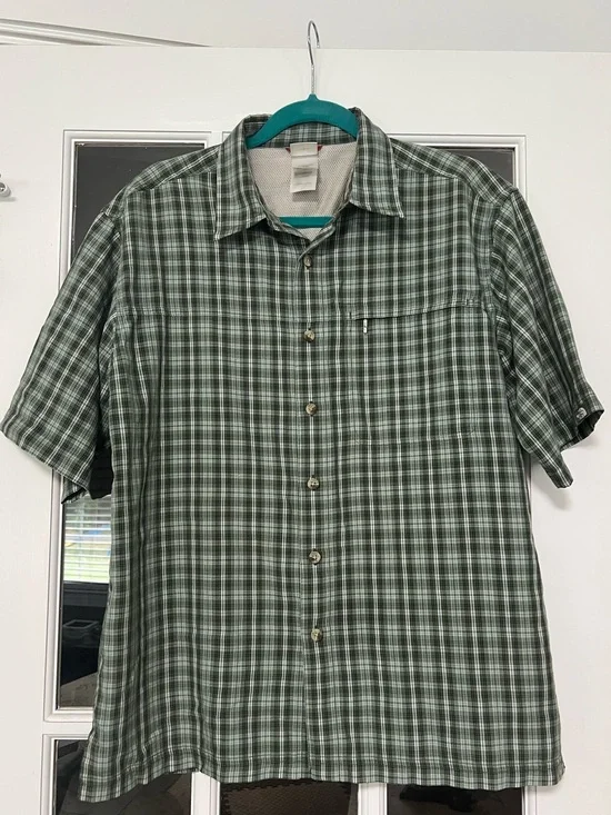 The North Face Green Plaid Short Sleeve Button Down Shirt