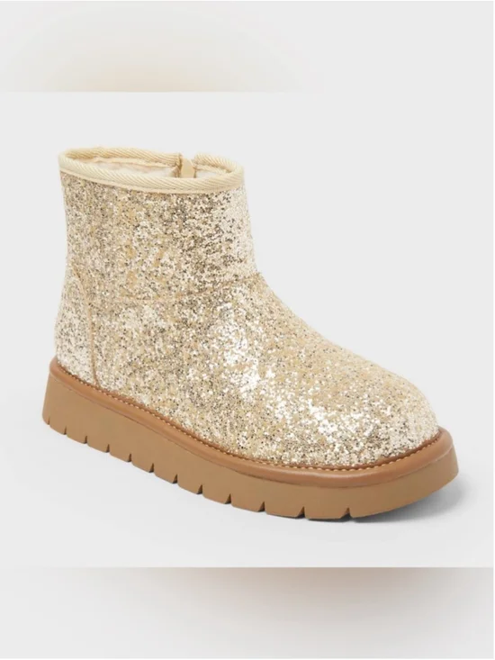 Cat & Jack Honor Gold Glitter Ankle Bootie - NWT - Youth 3