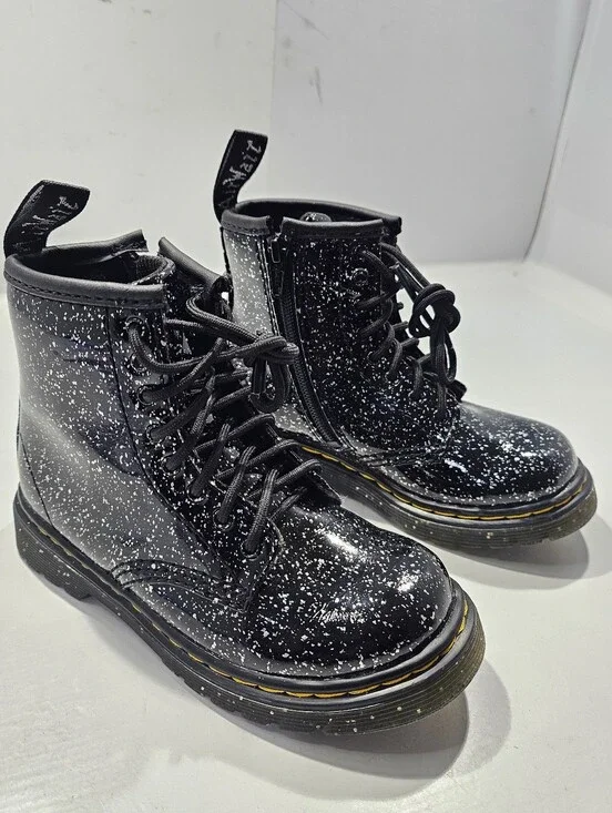 DR MARTENS BABY TODDLER 1460 LACE UP COSMIC GLITTET ANKLE BOOT SIZE 9