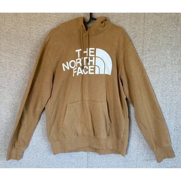 Mens Sz Medium The North Face Tan Hooded‎ Sweater Pullover