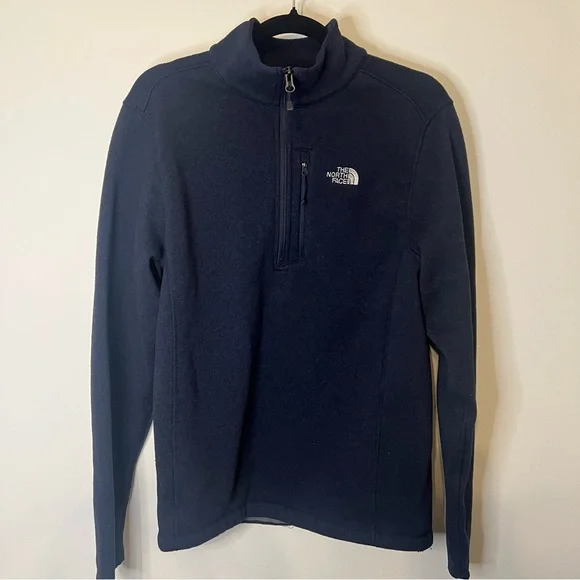 The North Face Men's Dark Blue 1/4 Zip-Up fleece lined‎ pullover