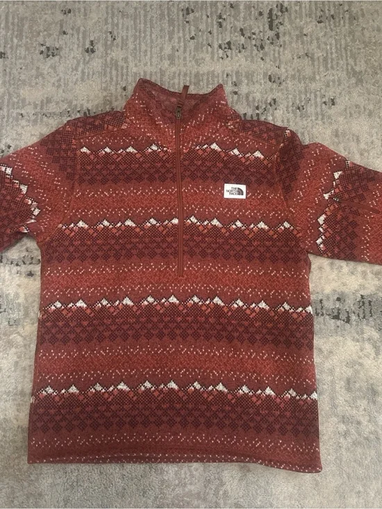 The North Face Men's Rust Patterned Half-Zip Sweater
