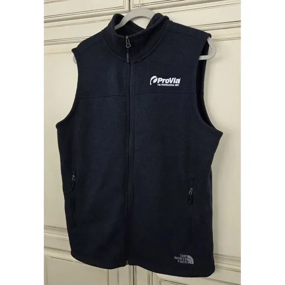 Men's The North Face‎ Fleece Vest Large Blue Full Zip Business Logo
