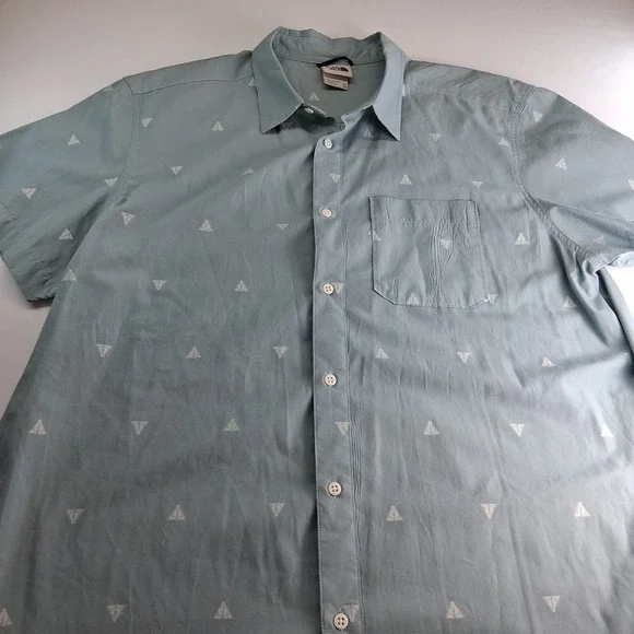 The North Face Men's XL Short Sleeve Button Down Shirt Teal Hiking Outdoor