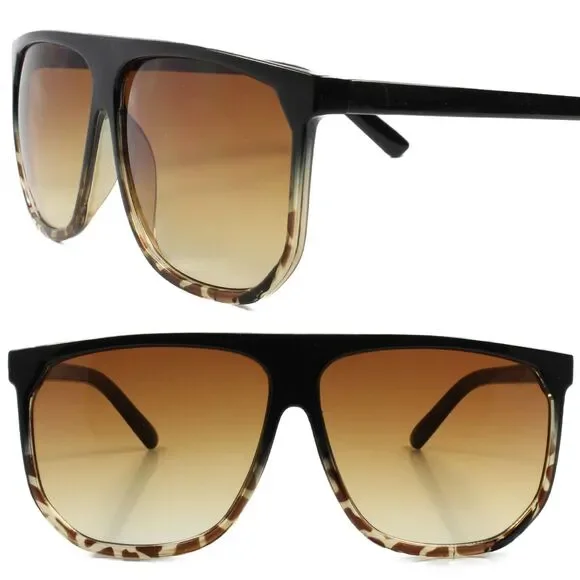 Oversized Classic Retro Hip Hop Rapper Style Sunglasses Black & Tortoise Frame
