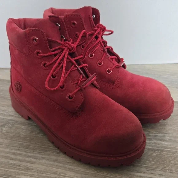 Timberland Boots‎ 6 inch Premium Red Waterproof Kids Youth Juniors Boys Size 2.5