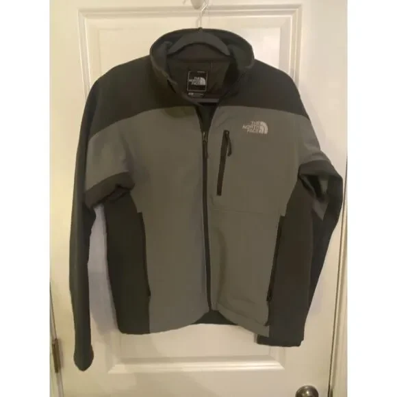 The North Face Apex Softshell Jacket Men's Small Gray Black Full Zip TNF