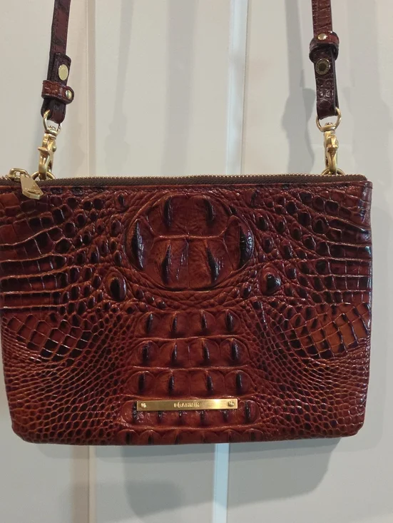 Brahmin Brown Croc-Embossed Convertible Crossbody