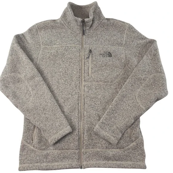 The North Face Jacket Mens S Beige Flecked Fleece Full Zip‎ Lined Pockets