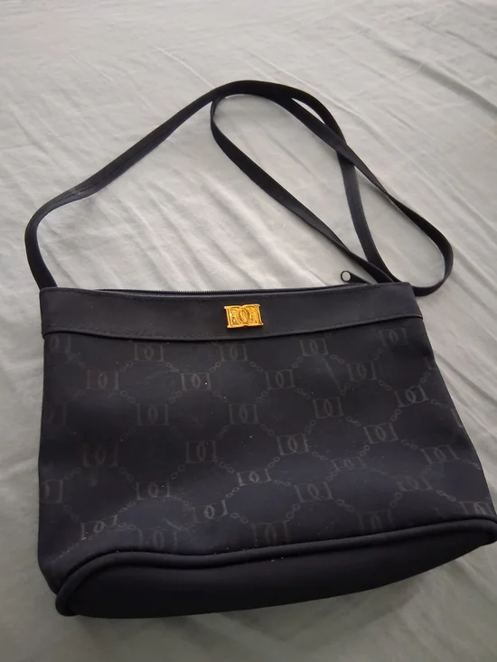 Black Crossbody Bag with Gold Accent