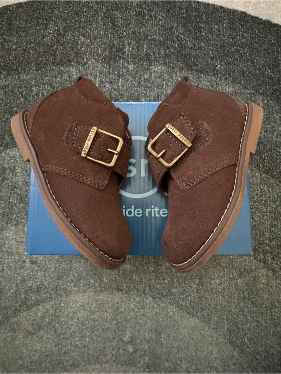 Stride Rite Toddler Brown Suede Buckle Ankle Boots