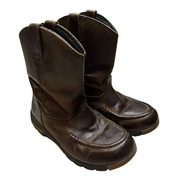 Georgia Boot Big Kids 7 Inch Pull On Brown Boots Size 3.5