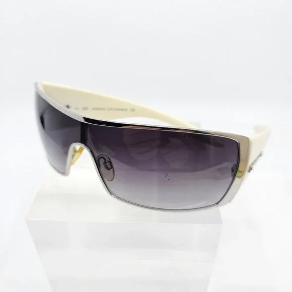 Armani Exchange AX009/N/S Shield Sunglasses Cream Silver Purple Gradient Y2K