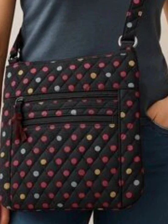 Vera Bradley Quilted Black Crossbody Bag with Multicolor Dot Print