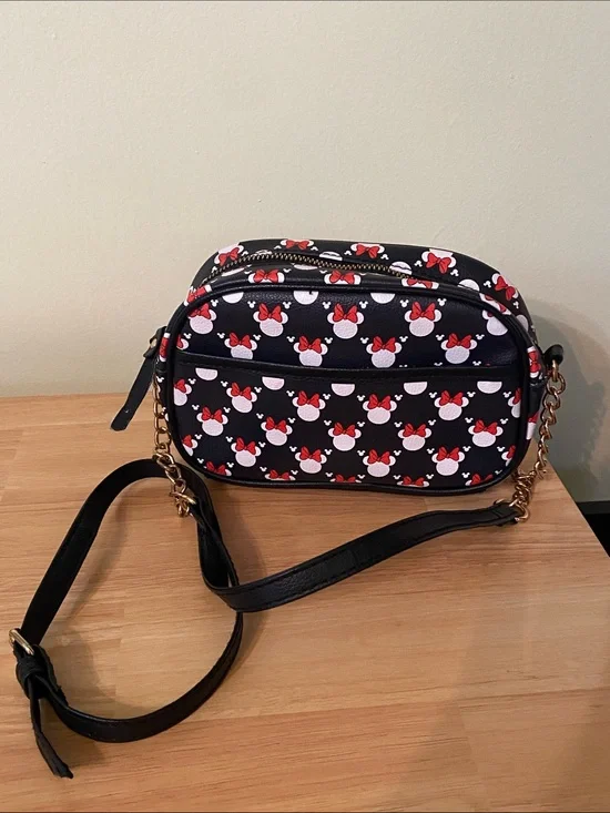 Minnie Mouse Disney Crossbody Bag with Red Bow Pattern