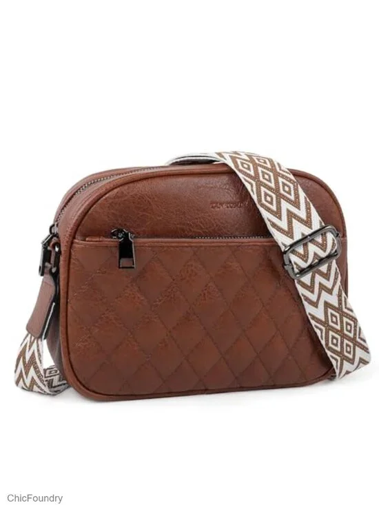 Quilted Faux Leather Crossbody Purse with Adjustable Strap