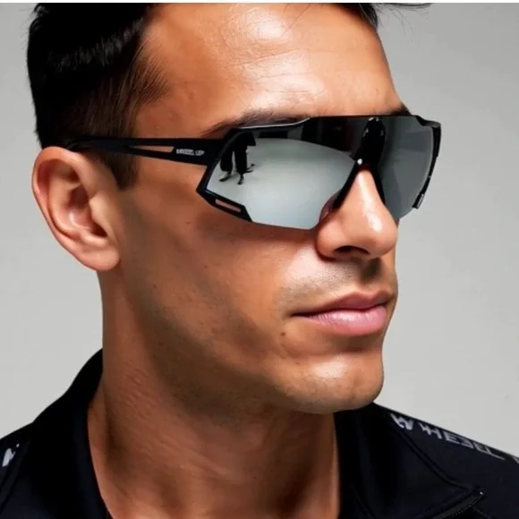 Cycling Sunglasses Polarized Silver Mirror Lens Fishing Running Shield Lentes‎