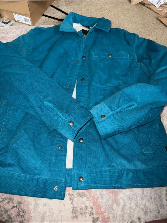 The North Face Teal Corduroy Sherpa-Lined Jacket