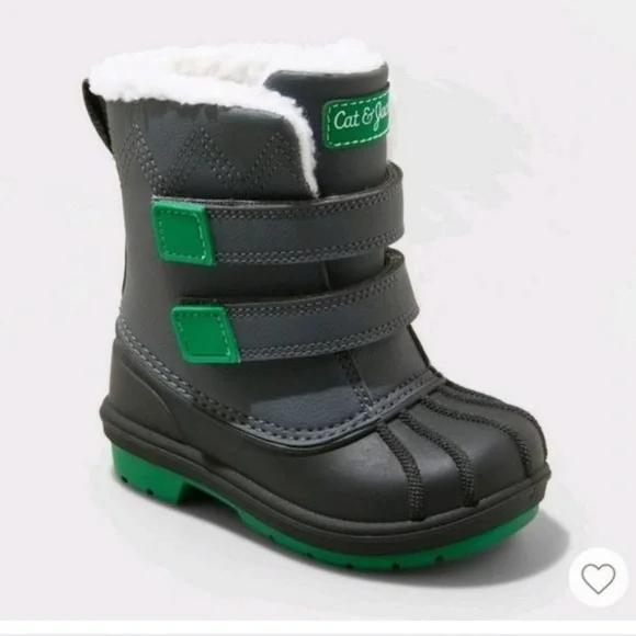 CAT & JACK Dark Gray & Green Denver Winter Snow Boots Toddler 10