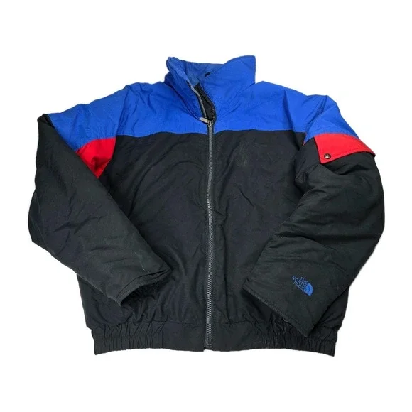 The North Face Colorblock Puffer Jacket Blue‎ Red Black Zip Up Insulated XL USA