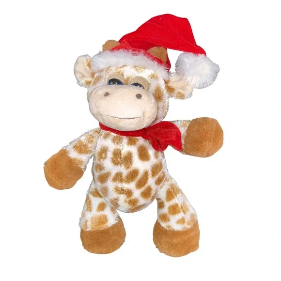 Giraffe Plush Stuffed Animal Christmas Holiday Toy Santa Hat‎ Scarf Soft Cute
