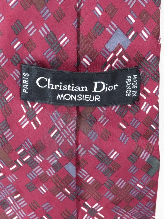 Christian Dior Monsieur Red Silk Tie Vintage Paris Pure Soie 4 Inch Width