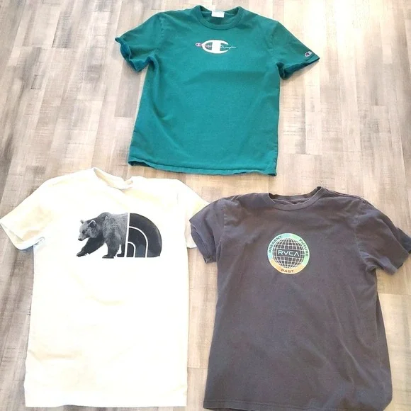 Men's Medium The North Face T-shirt BEAR RVCA T Shirt Champion Lot of 3 Youth‎