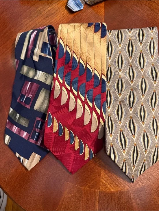 Three-Tie Set - multi colored, multi-patterned.