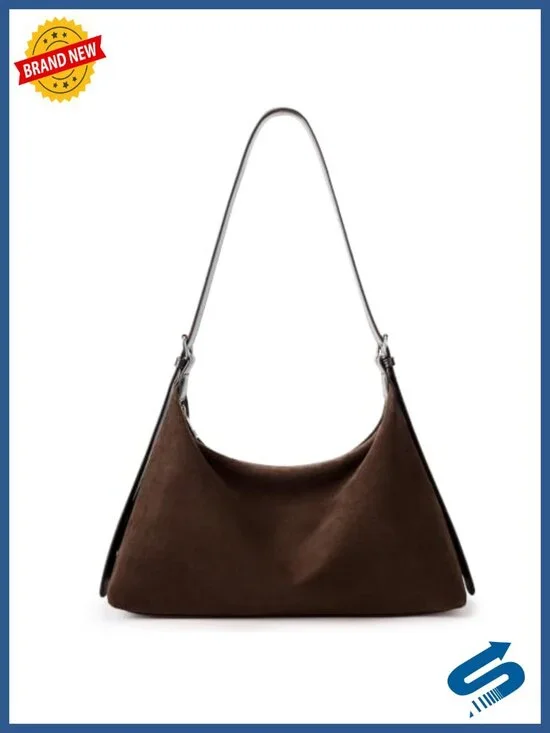 Faux Suede Crescent Hobo Tote Bag Crossbody Shoulder Adjustable Handbag