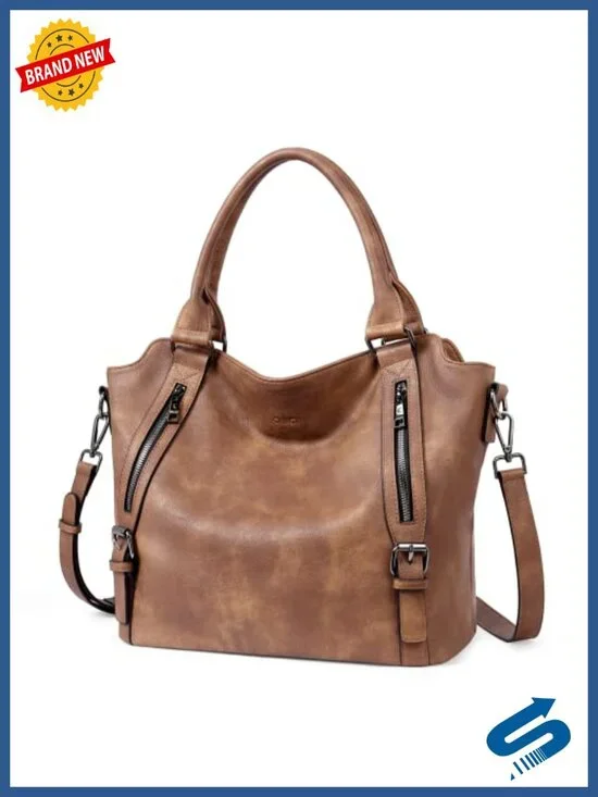 Vegan Leather Hobo Bag Tote with Multiple Pockets Adjustable Strap